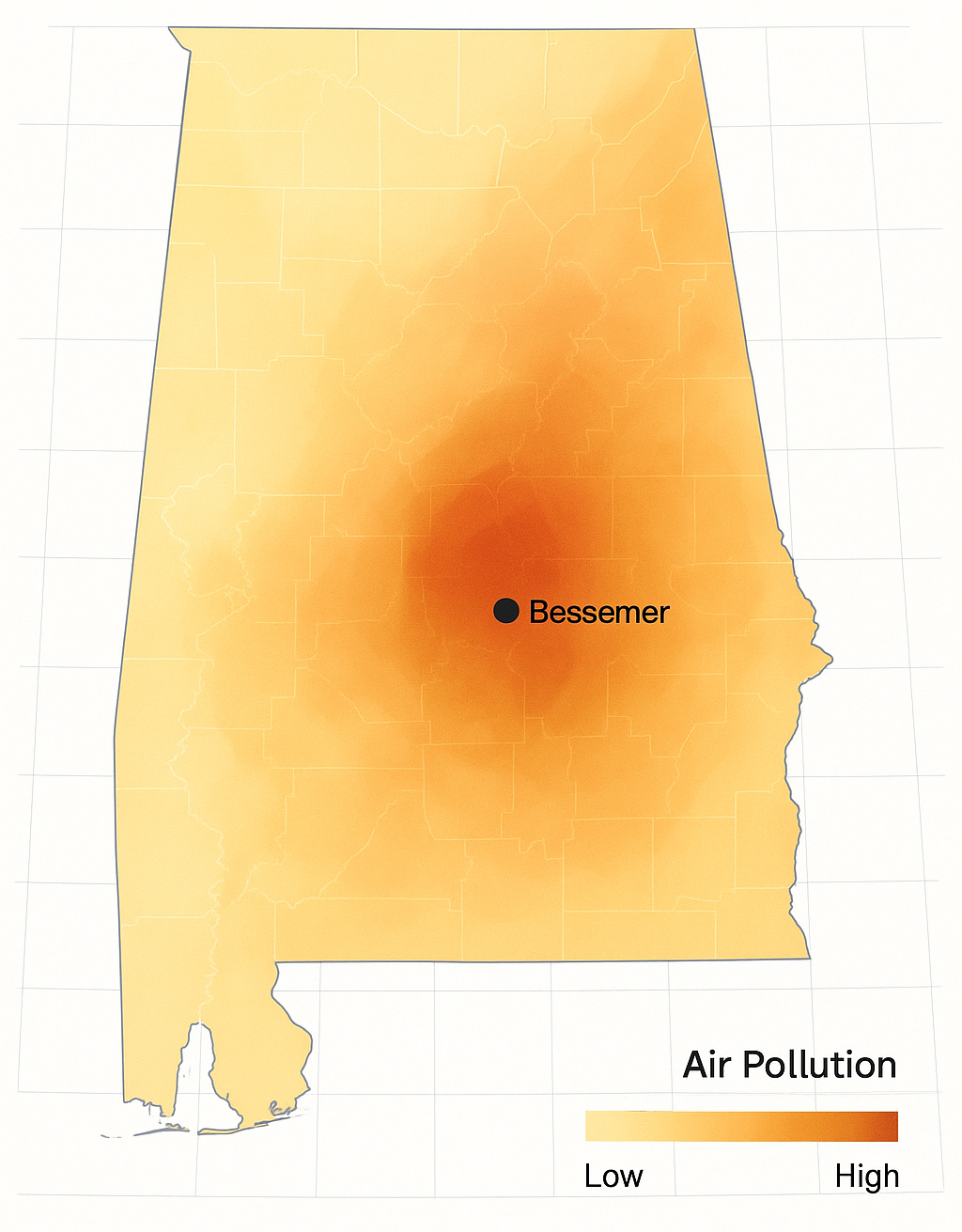 Conceptual current pollution condition map