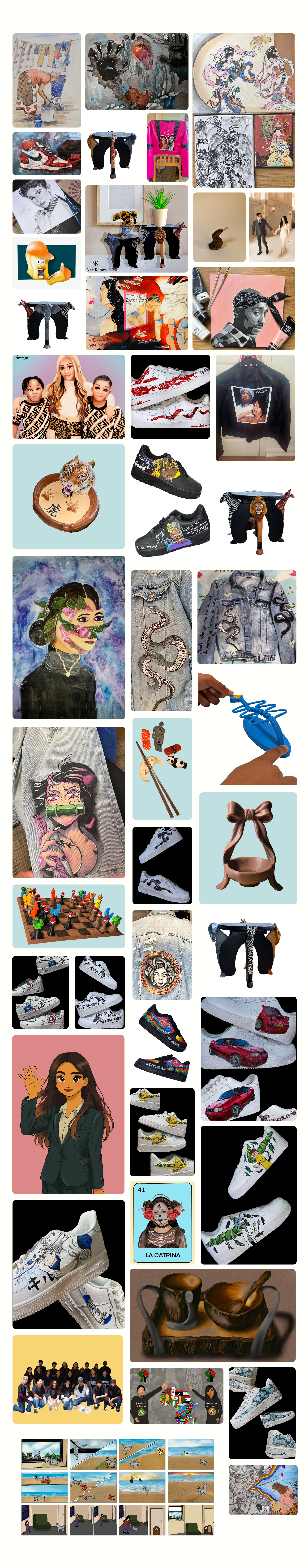 Art gallery masonry grid showing all work