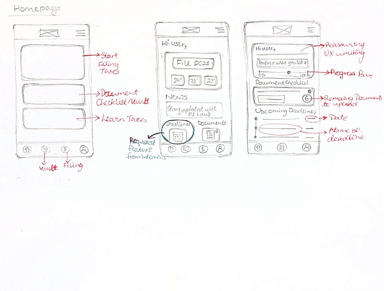 Homepage sketches