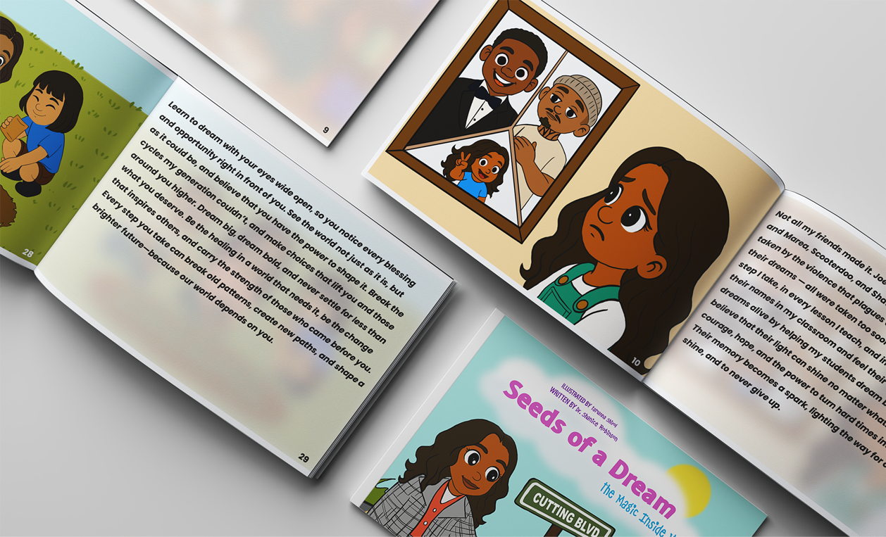 Seeds of a Dream book mockup spread open
