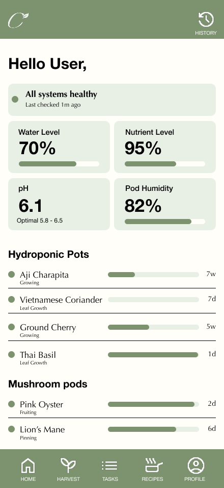 App recipes screen
