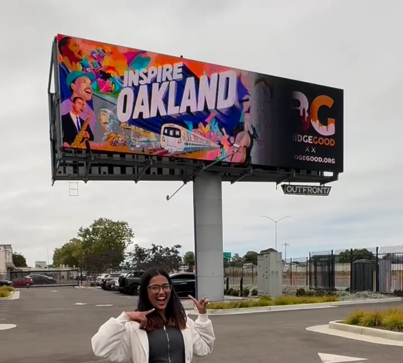 Inspire Oakland live billboard on OUTFRONT Media display