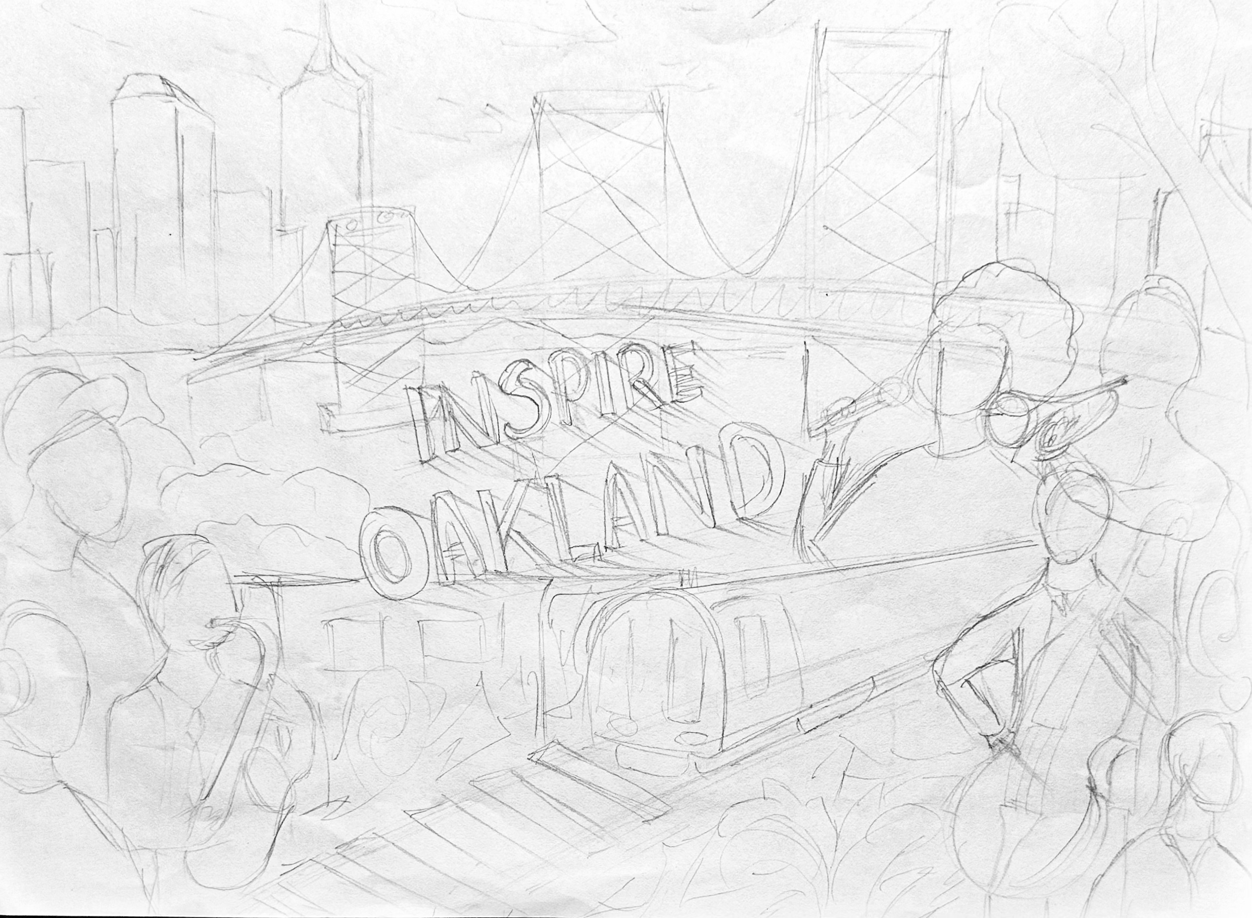 Initial concept sketches for Inspire Oakland