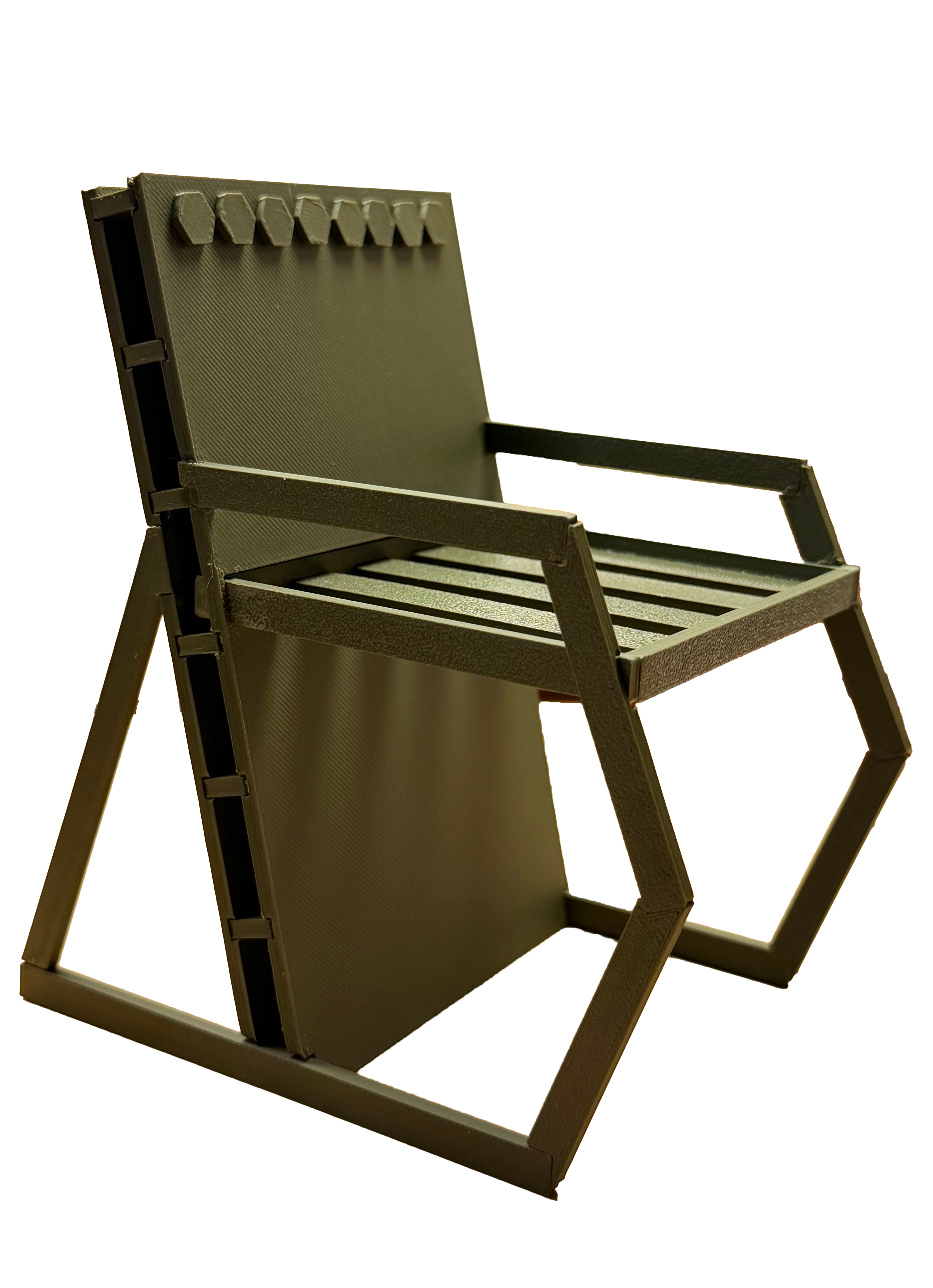 Version 3 — olive green slatted seat